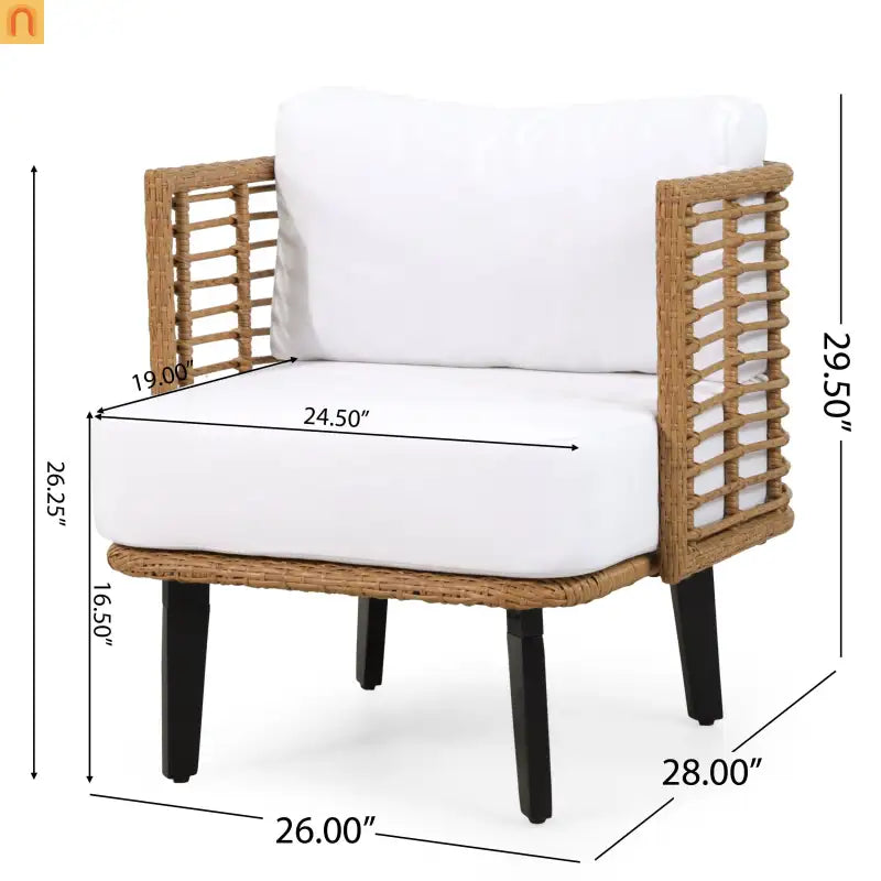 Outdoor Club Chair PE Rattan Brown Acacia Legs Water Resistant Cushion