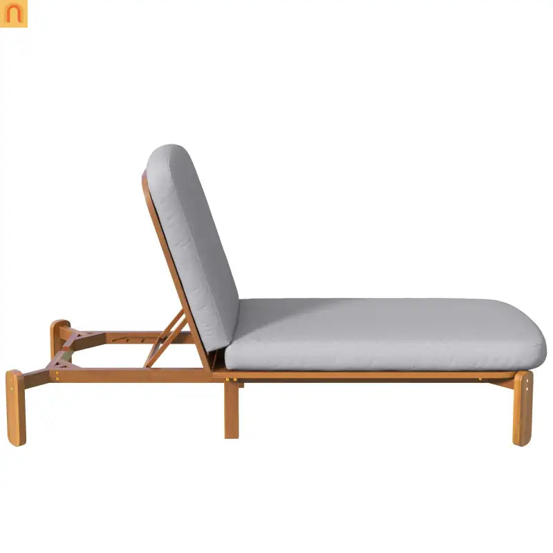 Chaise Lounge Acacia Wood Gray Cushion 3 Position 400 LB Poolside