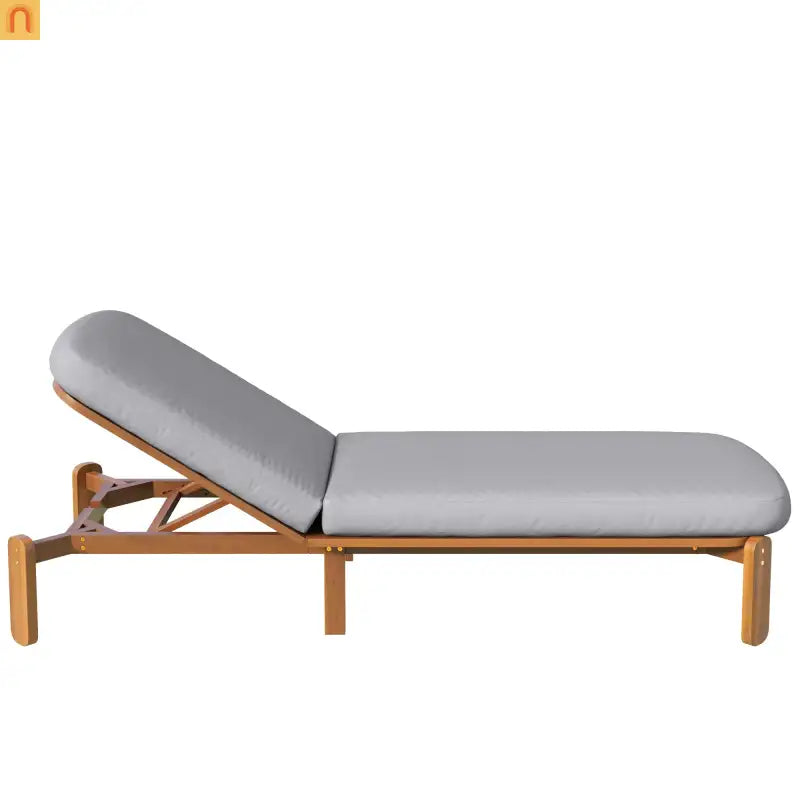 Chaise Lounge Acacia Wood Gray Cushion 3 Position 400 LB Poolside