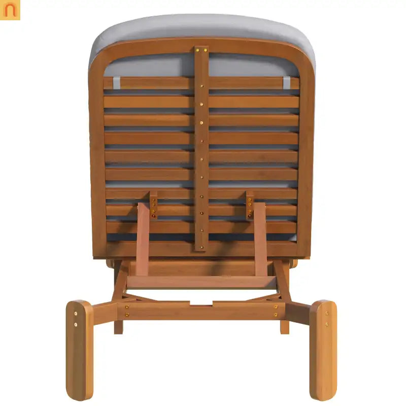 Chaise Lounge Acacia Wood Gray Cushion 3 Position 400 LB Poolside