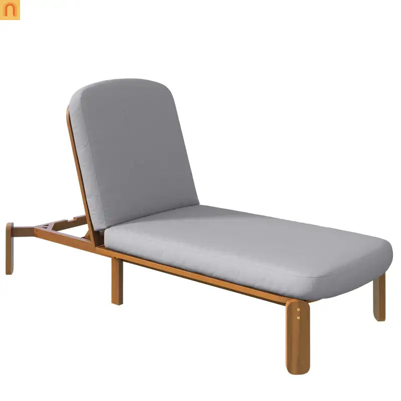 Chaise Lounge Acacia Wood Gray Cushion 3 Position 400 LB Poolside