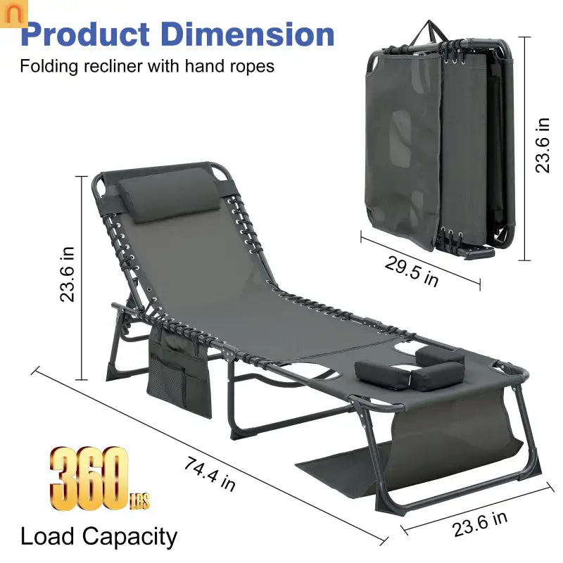 Chaise Lounge Textilene 5 Position Foldable Set 2
