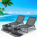 Chaise Lounge Textilene 5 Position Foldable Set 2