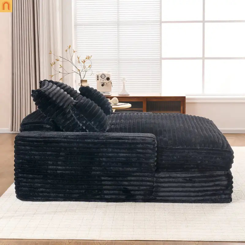 Chaise Lounge Corduroy Gray Queen Sleeper 4 Pillows 500 lb
