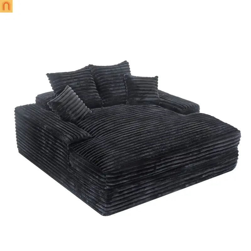 Chaise Lounge Corduroy Gray Queen Sleeper 4 Pillows 500 lb