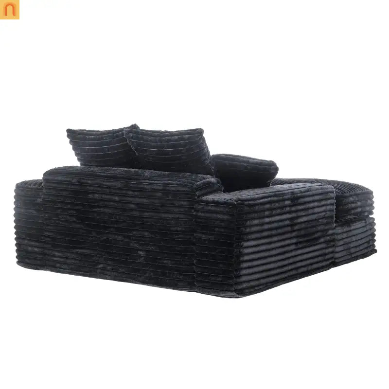 Chaise Lounge Corduroy Gray Queen Sleeper 4 Pillows 500 lb