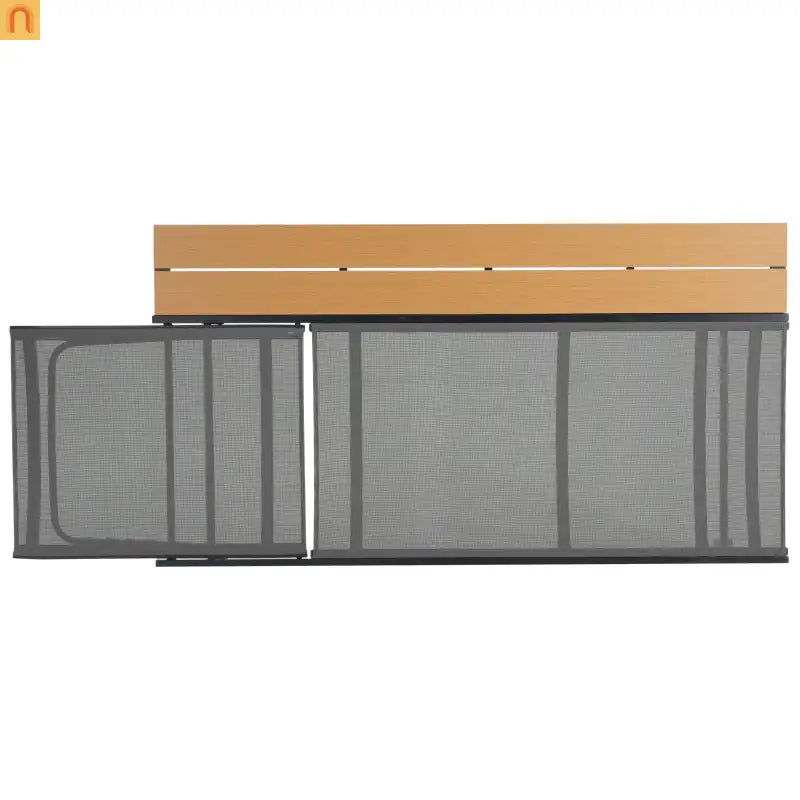 Chaise Lounge Aluminum Mesh Black 5-Position with Wood Side Table 77in