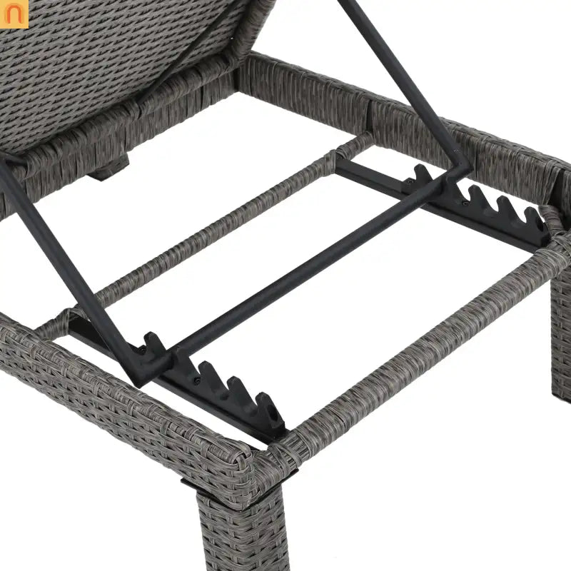 Chaise Lounge PE Rattan Black Dark Gray Cushion Adjustable 76in