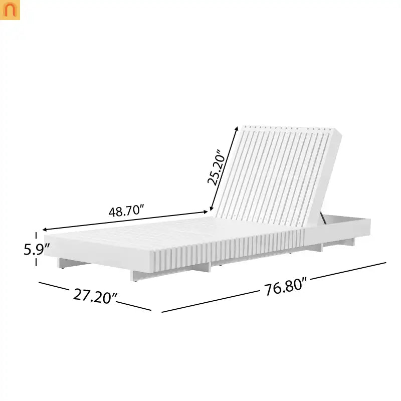 Chaise Lounge Acacia Wood White Dark Gray Cushion 6 Position 400 LB