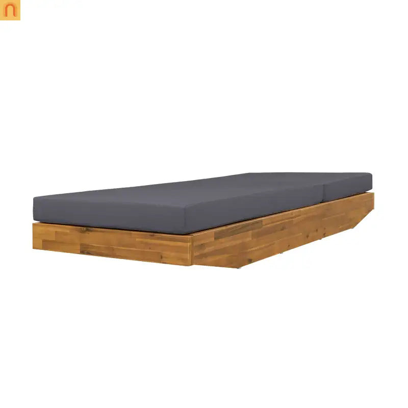 Chaise Lounge Acacia Wood Teak Dark Gray Cushion 79.6in 300 LB