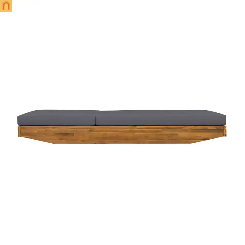 Chaise Lounge Acacia Wood Teak Dark Gray Cushion 79.6in 300 LB