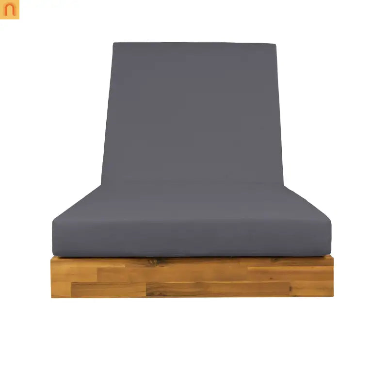 Chaise Lounge Acacia Wood Teak Dark Gray Cushion 79.6in 300 LB