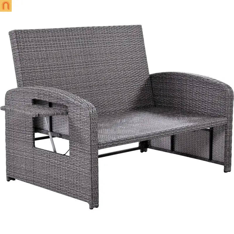 Chaise Lounge PE Rattan Steel White Cushion 3 Position 700 LB Footrest
