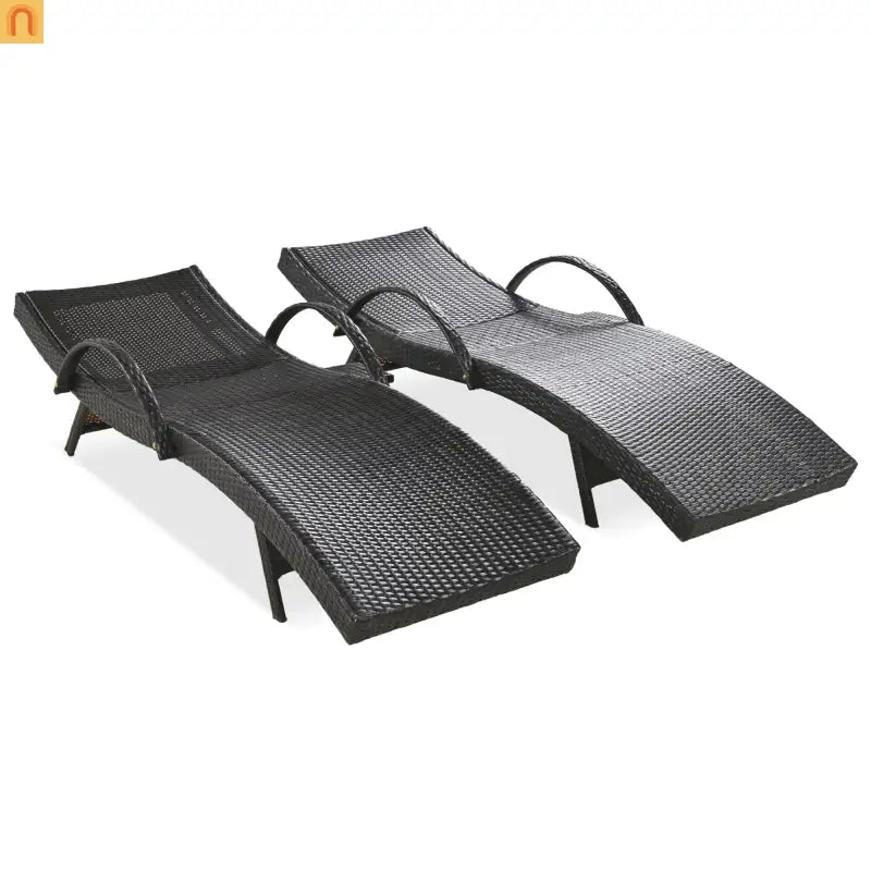 Wicker Chaise Lounge Dark Brown 5 Position Pull-Out Table