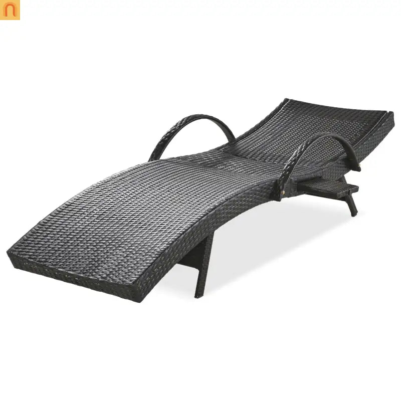 Wicker Chaise Lounge Dark Brown 5 Position Pull-Out Table