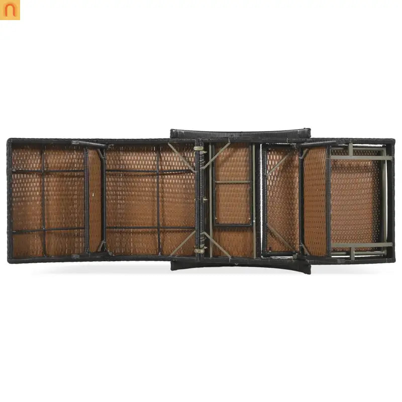 Wicker Chaise Lounge Dark Brown 5 Position Pull-Out Table