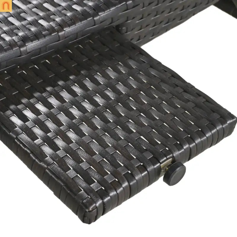Wicker Chaise Lounge Dark Brown 5 Position Pull-Out Table