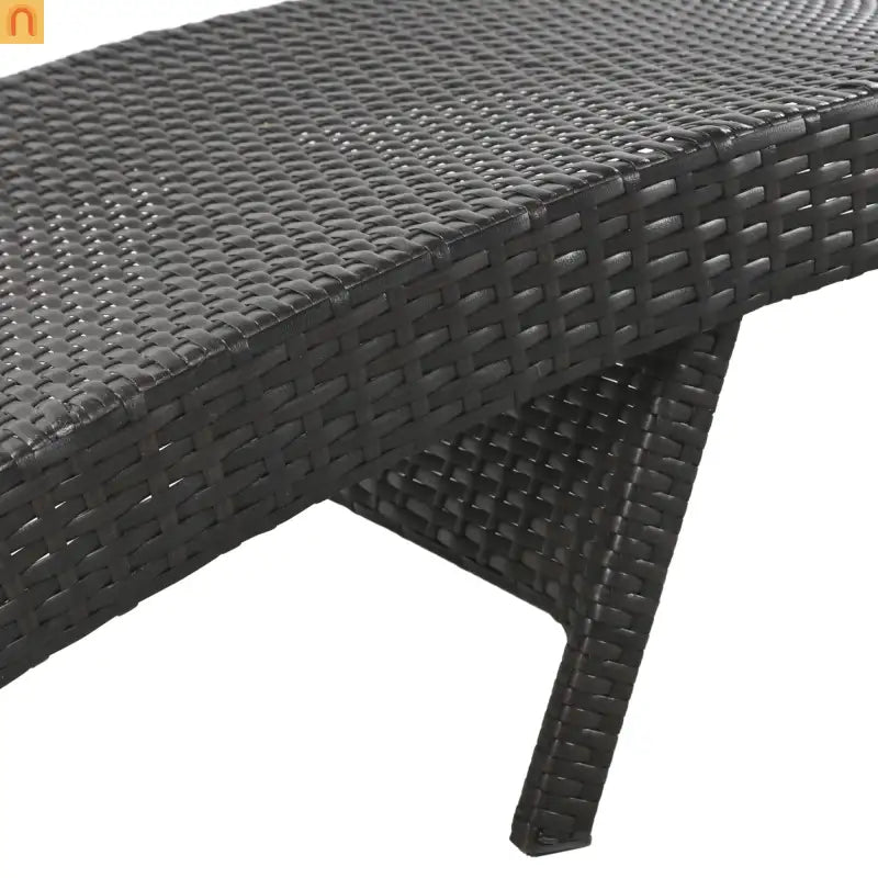Wicker Chaise Lounge Dark Brown 5 Position Pull-Out Table