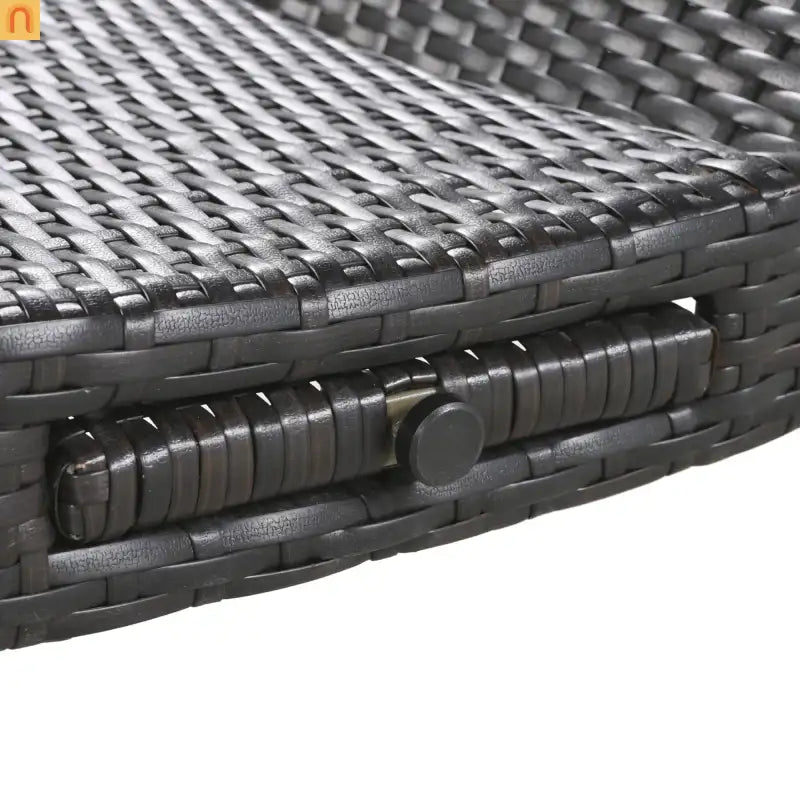 Wicker Chaise Lounge Dark Brown 5 Position Pull-Out Table