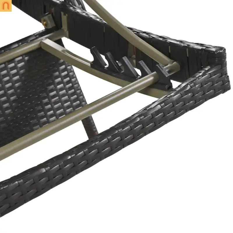 Wicker Chaise Lounge Dark Brown 5 Position Pull-Out Table