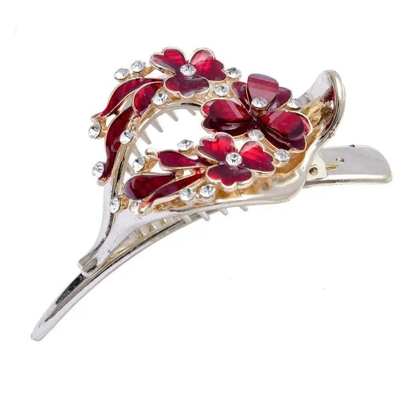Charming Colorful Flower Red Hair Clip For Women Fashionable Design Beautiful Women Vintage Wedding Hair Clips Lightweight Hair Jewelry Excellent Women Gift