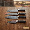 4-Piece Handmade Damascus Steel Kitchen Knife Set with Pakka Wood Handles