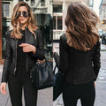 MANDOTOS Chic Faux Leather Zip Up Jacket For Women In Black Or Brown, Versatile Outerwear