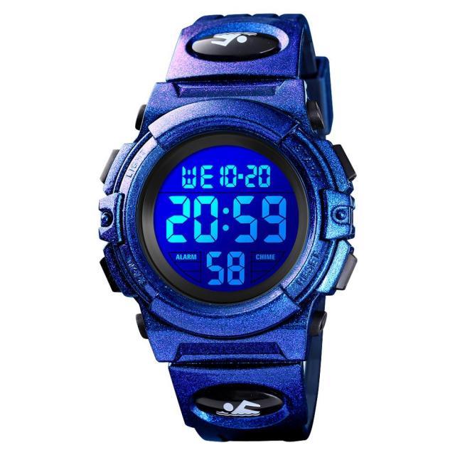 Children LED Electronic Digital Watch Chronograph Clock Sport Watches 5Bar Waterproof Kids Wristwatches Digital Sport Watches Outdoor Waterproof LED 7 Color Lights Electronic Watches For Girls Boys