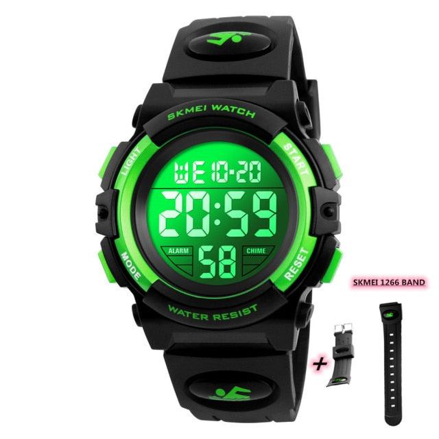 Children LED Electronic Digital Watch Chronograph Clock Sport Watches 5Bar Waterproof Kids Wristwatches Digital Sport Watches Outdoor Waterproof LED 7 Color Lights Electronic Watches For Girls Boys