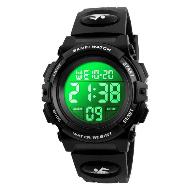 Children LED Electronic Digital Watch Chronograph Clock Sport Watches 5Bar Waterproof Kids Wristwatches Digital Sport Watches Outdoor Waterproof LED 7 Color Lights Electronic Watches For Girls Boys
