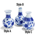 Chinoiserie Blue White Canton Vases - Hand-Painted Mediterranean Decor