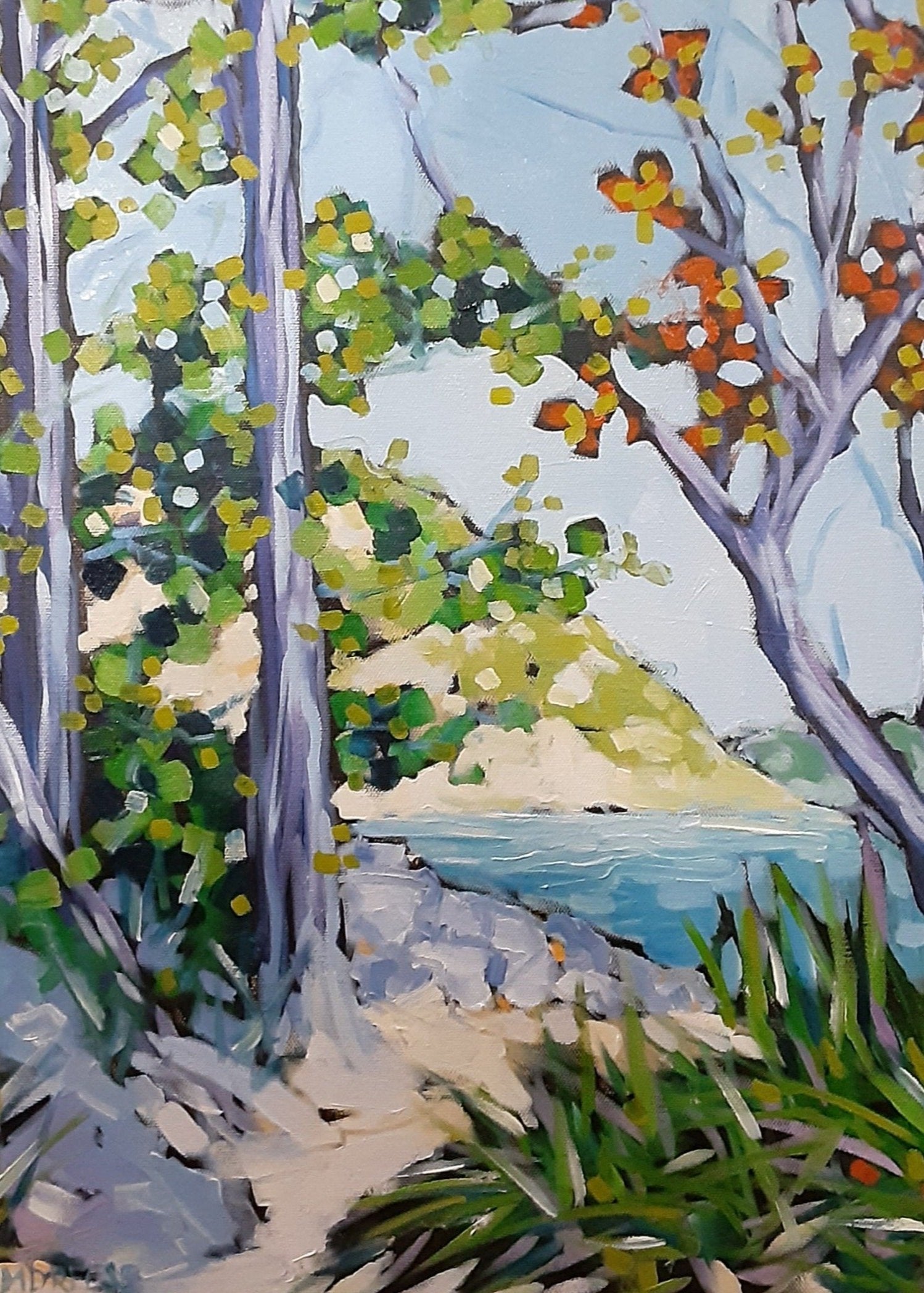 "A Walk Along the Shoreline" Beach Glass Art Print