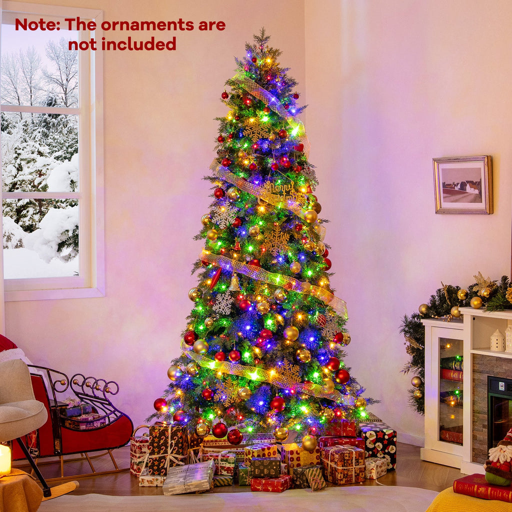 6/7.5 Feet Pre-Lit Artificial Christmas Tree with 11 Modes and Metal Stand