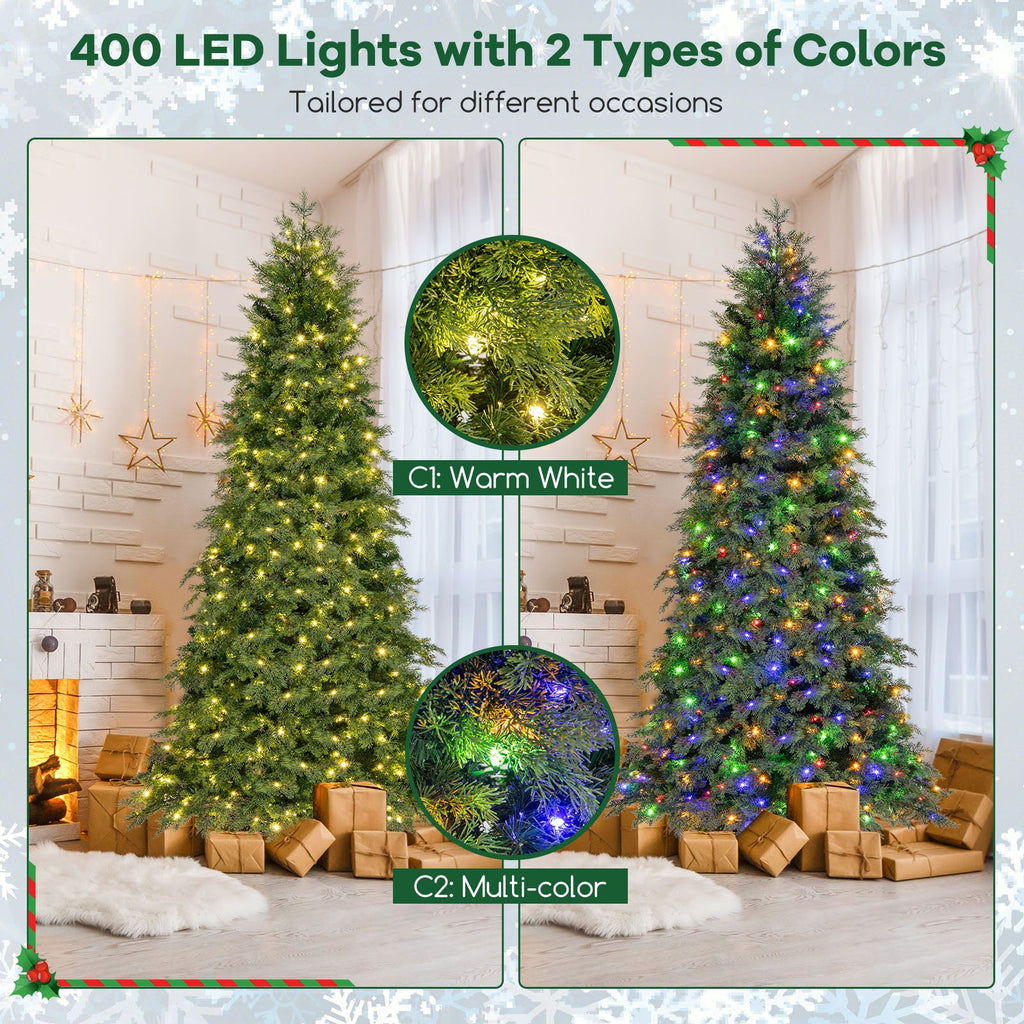 6/7.5 Feet Pre-Lit Artificial Christmas Tree with 11 Modes and Metal Stand