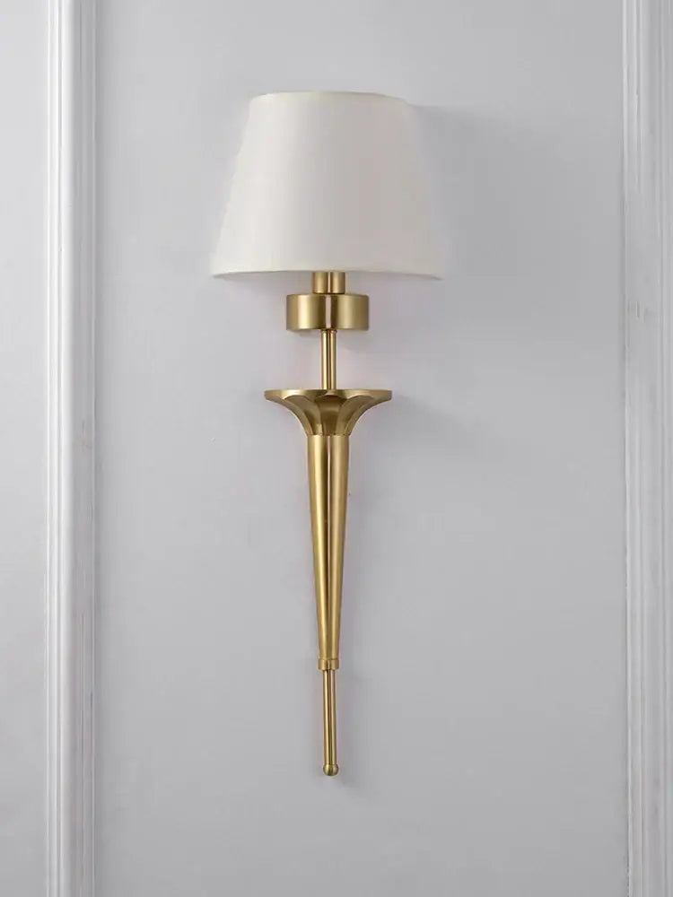 Classic gold fluted wall lamp bedroom sconce with fabric shade