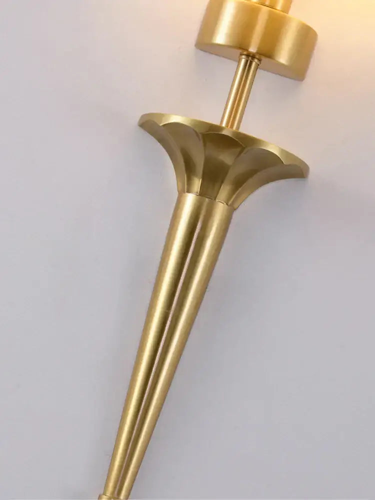 Classic gold fluted wall lamp bedroom sconce with fabric shade