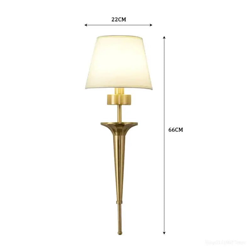 Classic gold fluted wall lamp bedroom sconce with fabric shade