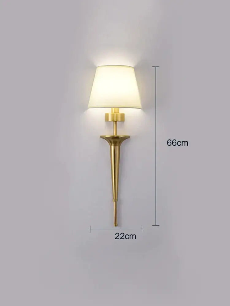 Classic gold fluted wall lamp bedroom sconce with fabric shade