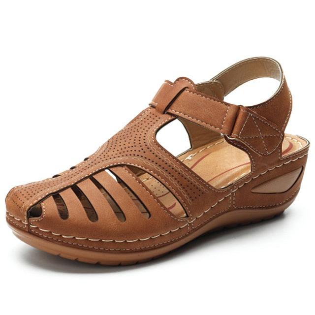 Classic Women Sandals New Summer Shoes Woman Heels Sandals For Casual Walking Platform Shoes Summer Vintage Sandals Hollow Closed Toe Casual Outdoor Ankle Strap Platform Shoes