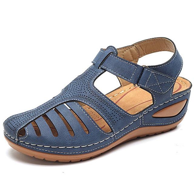 Classic Women Sandals New Summer Shoes Woman Heels Sandals For Casual Walking Platform Shoes Summer Vintage Sandals Hollow Closed Toe Casual Outdoor Ankle Strap Platform Shoes