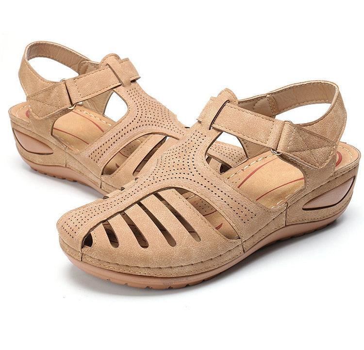 Classic Women Sandals New Summer Shoes Woman Heels Sandals For Casual Walking Platform Shoes Summer Vintage Sandals Hollow Closed Toe Casual Outdoor Ankle Strap Platform Shoes