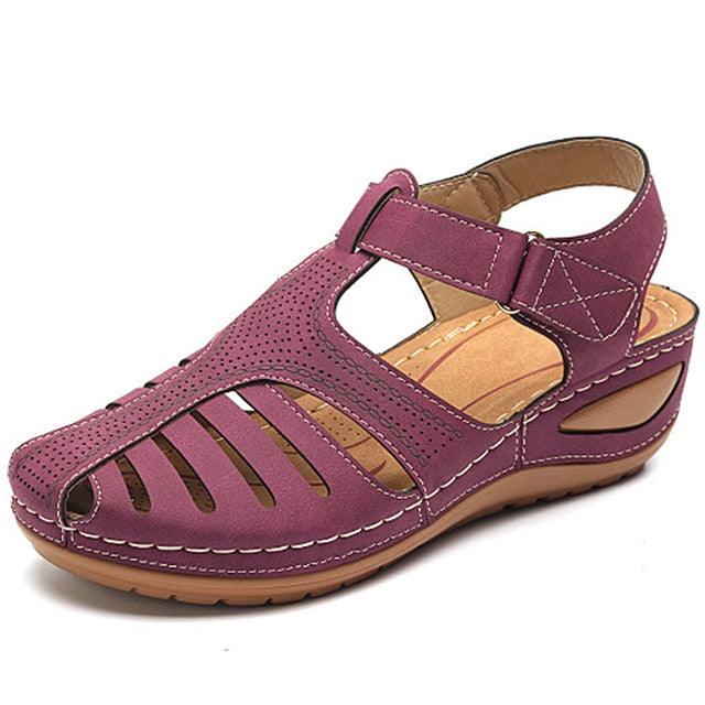 Classic Women Sandals New Summer Shoes Woman Heels Sandals For Casual Walking Platform Shoes Summer Vintage Sandals Hollow Closed Toe Casual Outdoor Ankle Strap Platform Shoes