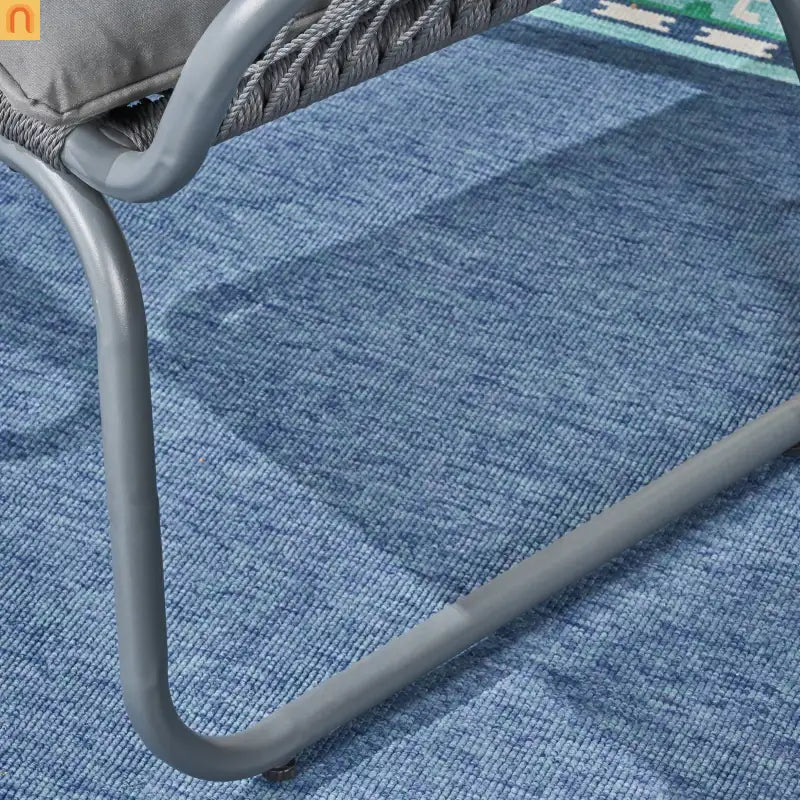 Outdoor Club Chair Woven Rope Gray Steel Frame Water Resistant Cushion