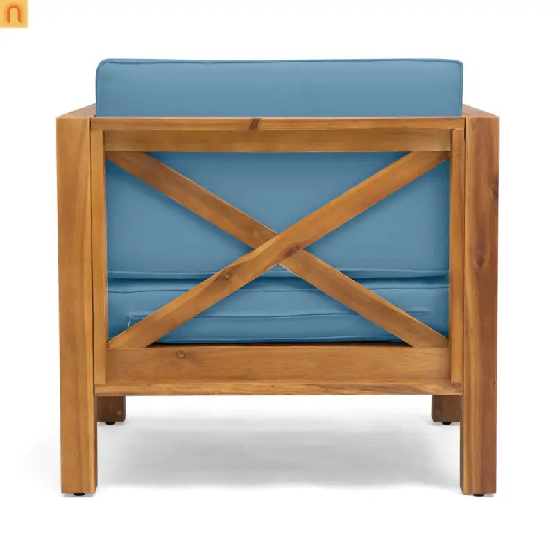 Outdoor Club Chair Acacia Wood Mid-Century Teak Cushion 30in