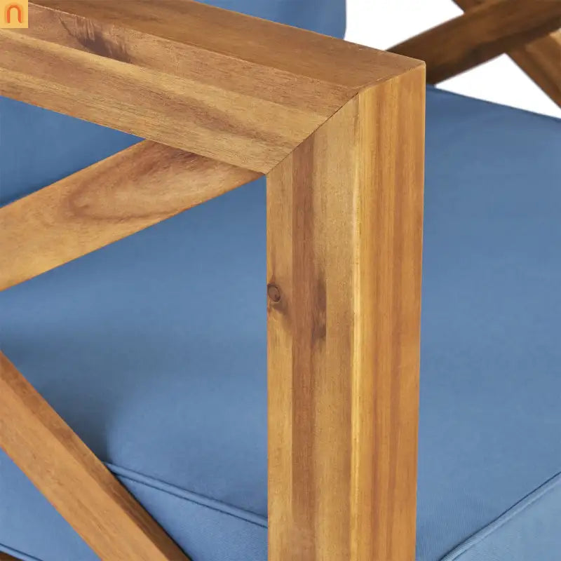 Outdoor Club Chair Acacia Wood Mid-Century Teak Cushion 30in