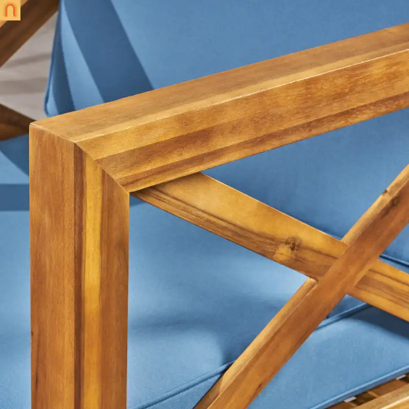 Outdoor Club Chair Acacia Wood Mid-Century Teak Cushion 30in