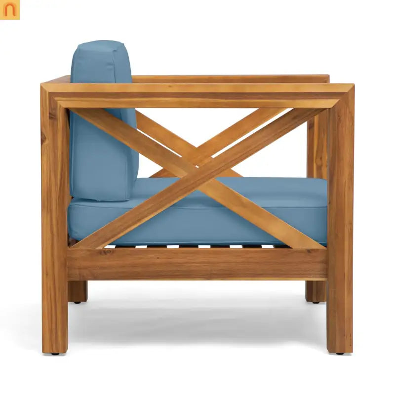 Outdoor Club Chair Acacia Wood Mid-Century Teak Cushion 30in