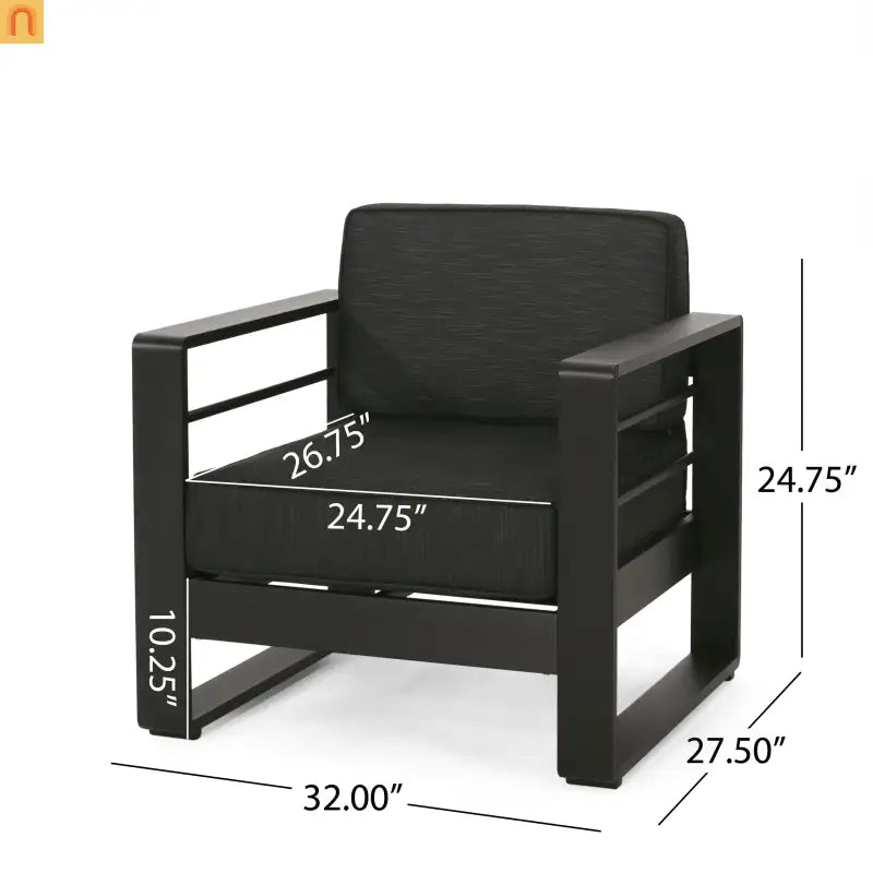 Outdoor Club Chair Aluminum Modern Dark Gray