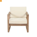 Outdoor Club Chair Acacia Wood Brown Beige Cushion Deep Seat 27.5in