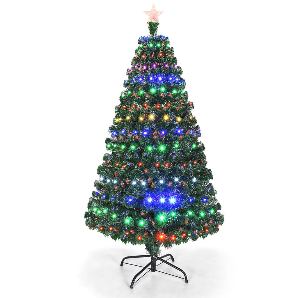 5/6/7 Feet Multicolor Artificial Christmas Tree with LED Light and Metal Stand